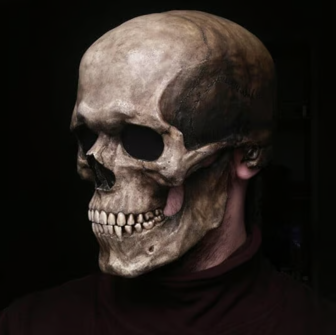 Máscara de Calavera De Cabeza Con Mandíbula Móvil + Dedos GRATIS 🎁