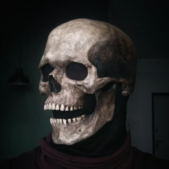 Máscara de Calavera De Cabeza Con Mandíbula Móvil + Dedos GRATIS 🎁