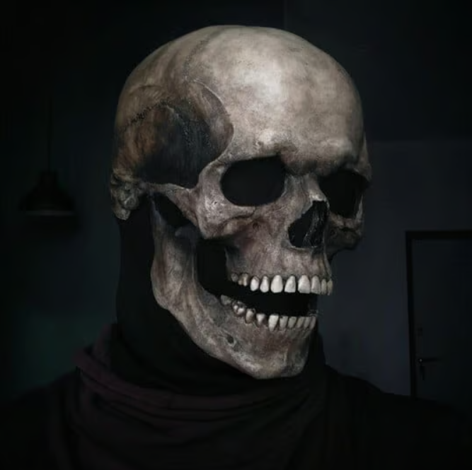 Máscara de Calavera De Cabeza Con Mandíbula Móvil + Dedos GRATIS 🎁